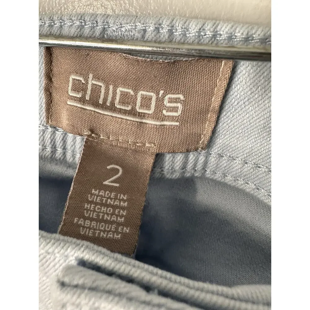 Chicos Size 2 Or US Size 12 Light Blue Skinny Jeans Mid Rise